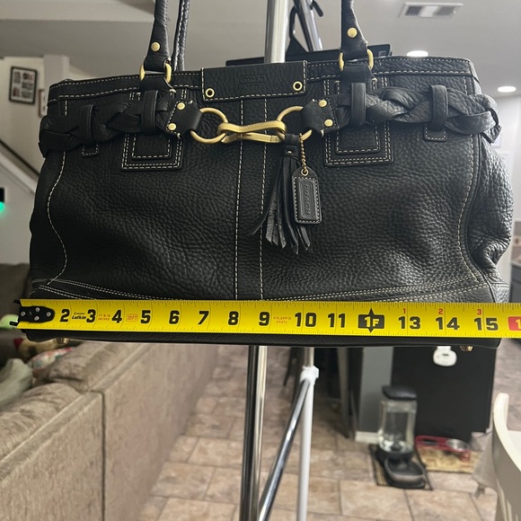 Coach Hampton Black Shoulder Bag/satchel with Braided creed patch M0693-10531 - Picture 15 of 17